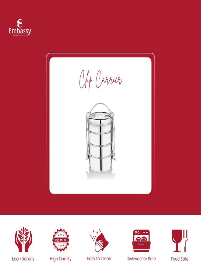 إيمباسي صندوق غداء من الفولاذ المقاوم للصدأ من إمباسي (4 حاويات، سعة كل منها 750 مل) - Image 2